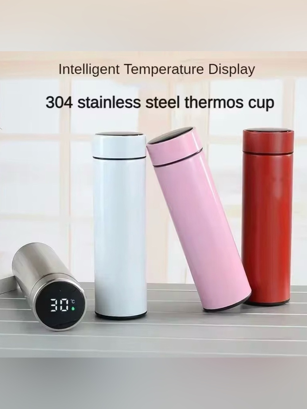 Thermoses Water Bottle Portable Travel Mug cup with Smart LCD Touch screen 500ml